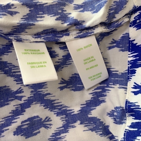 Lilly Pulitzer Sarasota Blue Ikat V Neck Tunic Top - Picture 6 of 6